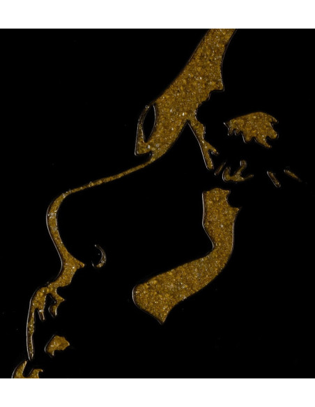 Grande Toile murale peinte Visages De Femmes 90x120 Doré Noir Olaya (Lot de 2) - 5