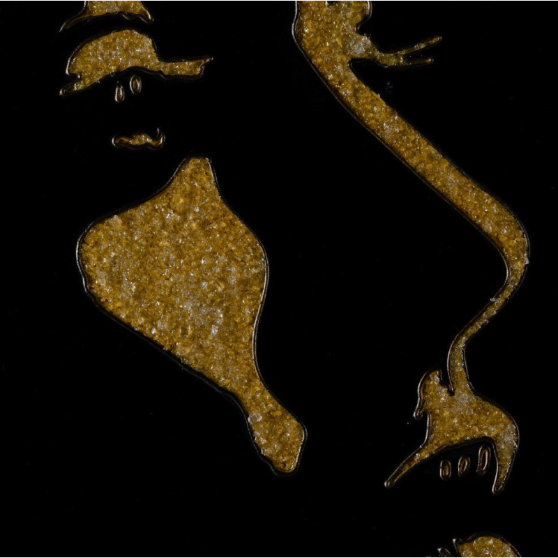 Grande Toile murale peinte Visages De Femmes 90x120 Doré Noir Olaya (Lot de 2) - 6