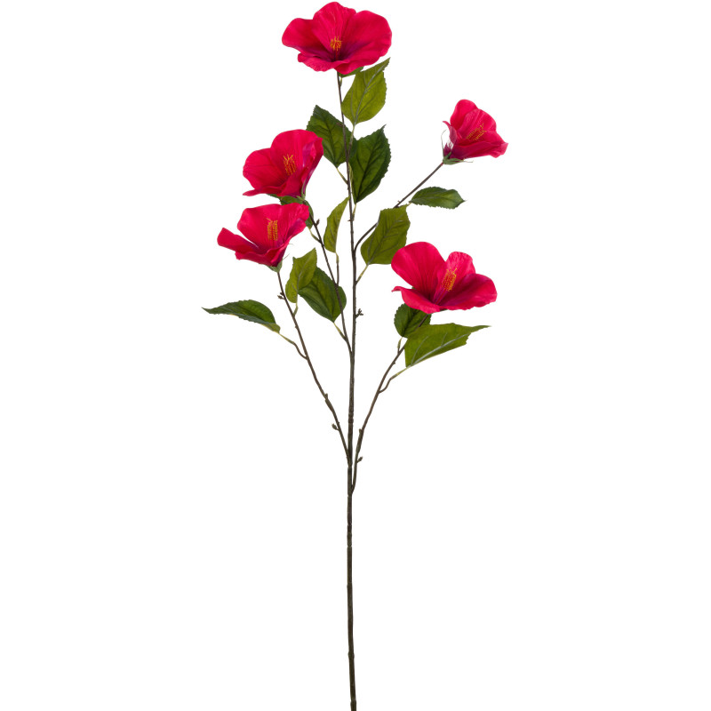 Feuille artificielle Hibiscus Hauteur 120 cm en Plastique Fuchsia Vert - 1