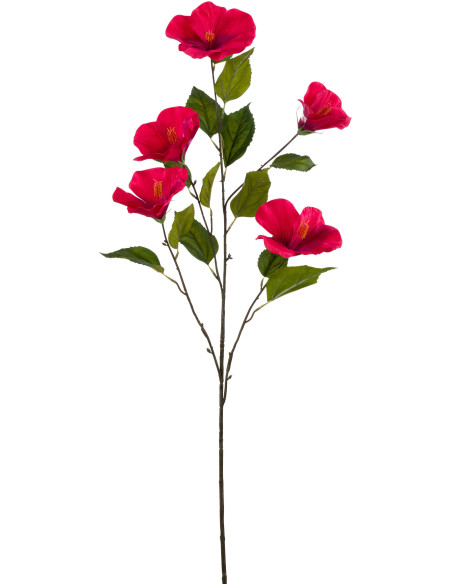 Feuille artificielle Hibiscus Hauteur 120 cm en Plastique Fuchsia Vert - 1
