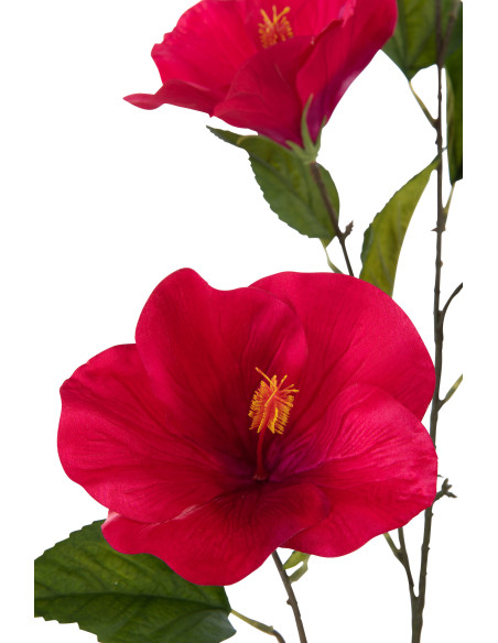 Feuille artificielle Hibiscus Hauteur 120 cm en Plastique Fuchsia Vert - 2