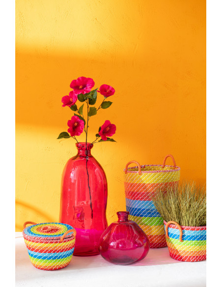 Feuille artificielle Hibiscus Hauteur 120 cm en Plastique Fuchsia Vert - 3