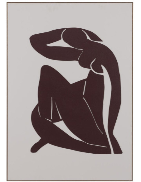 Grand Tableau déco mural relief Femmes 70x100 en Bois Jaune Marron Cadre en bois doré Dalia (Lot de 2) - 3