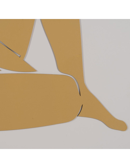 Grand Tableau déco mural relief Femmes 70x100 en Bois Jaune Marron Cadre en bois doré Dalia (Lot de 2) - 5