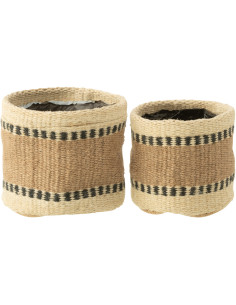 Cache-pot Rond en Jute Naturel Beige Kyler (Lot de 2) - 1