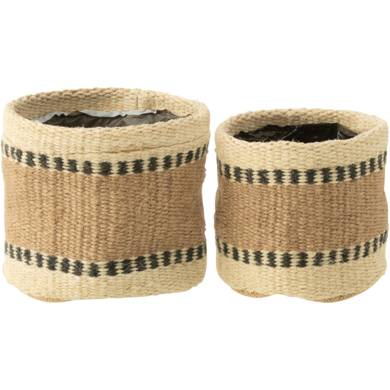 Cache-pot Rond en Jute Naturel Beige Kyler (Lot de 2) - 1