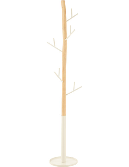 Porte-manteaux 10 crochets Branches Hauteur 180 cm en Bois Naturel Blanc Jorge - 1