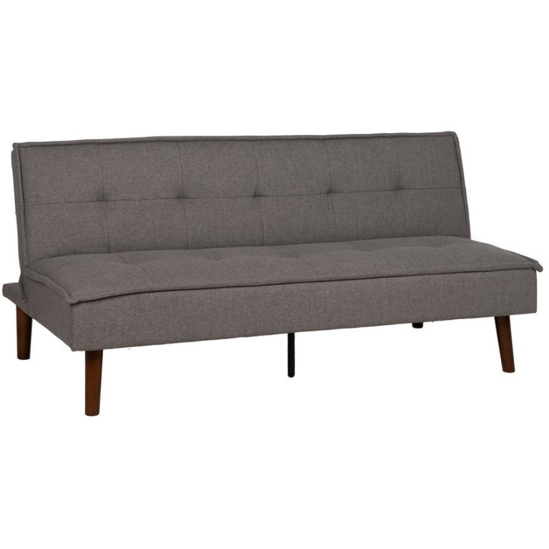 Grand Canapé moderne Convertible 3 places en Tissu chenille Gris Métal Noir Bois d'hévéa Marron Bois d'eucalyptus Bruno - 1