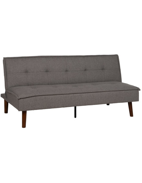 Grand Canapé moderne Convertible 3 places en Tissu chenille Gris Métal Noir Bois d'hévéa Marron Bois d'eucalyptus Bruno - 1