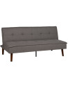 Grand Canapé moderne Convertible 3 places en Tissu chenille Gris Métal Noir Bois d'hévéa Marron Bois d'eucalyptus Bruno Ixia - 1