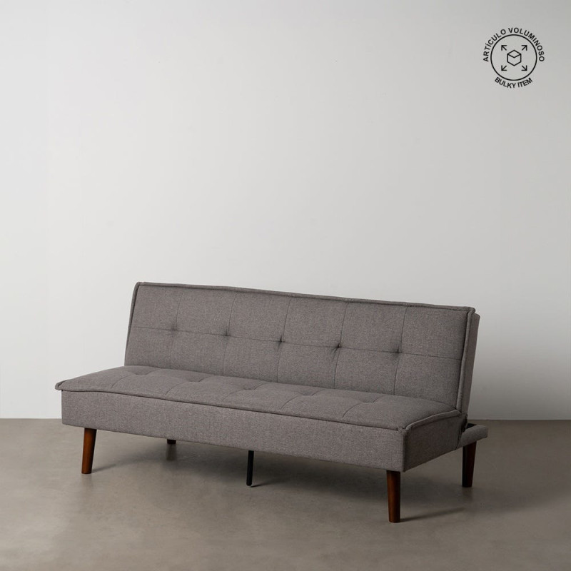 Grand Canapé moderne Convertible 3 places en Tissu chenille Gris Métal Noir Bois d'hévéa Marron Bois d'eucalyptus Bruno - 17