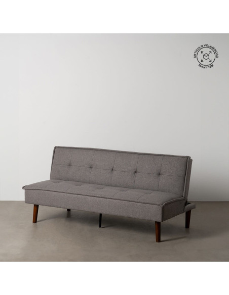 Grand Canapé moderne Convertible 3 places en Tissu chenille Gris Métal Noir Bois d'hévéa Marron Bois d'eucalyptus Bruno - 17