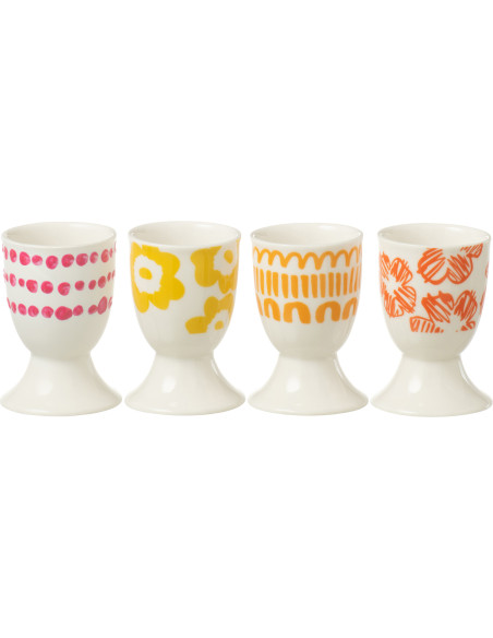 4 coquetiers en Céramique Blanc Orange Jaune Fuchsia Candace J-Line - 1