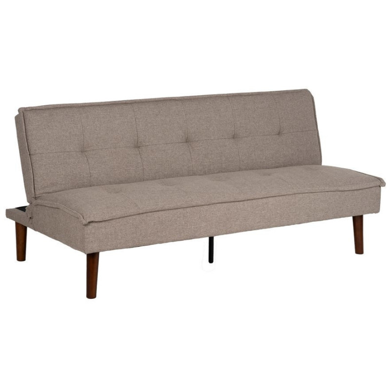 Grand Canapé moderne Convertible 3 places en Tissu chenille Beige Métal Noir Bois d'hévéa Marron Bois d'eucalyptus Bruno - 1