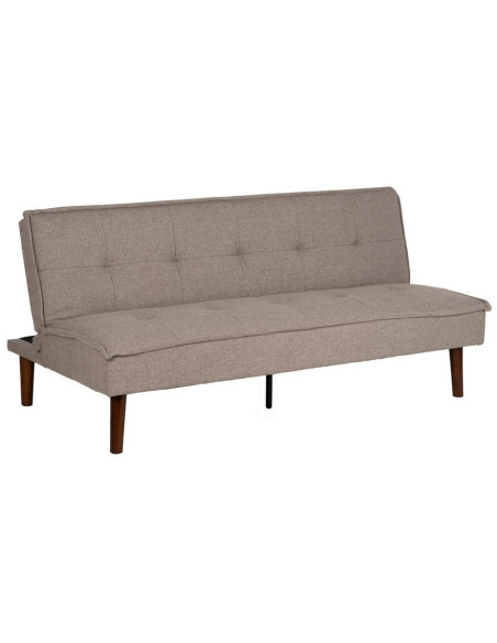 Grand Canapé moderne Convertible 3 places en Tissu chenille Beige Métal Noir Bois d'hévéa Marron Bois d'eucalyptus Bruno - 1