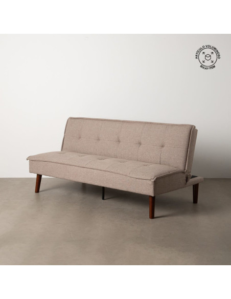 Grand Canapé moderne Convertible 3 places en Tissu chenille Beige Métal Noir Bois d'hévéa Marron Bois d'eucalyptus Bruno - 15