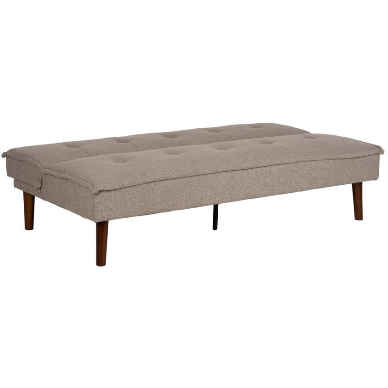 Grand Canapé moderne Convertible 3 places en Tissu chenille Beige Métal Noir Bois d'hévéa Marron Bois d'eucalyptus Bruno - 2
