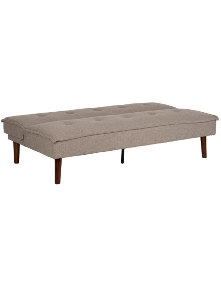 Grand Canapé moderne Convertible 3 places en Tissu chenille Beige Métal Noir Bois d'hévéa Marron Bois d'eucalyptus Bruno - 2