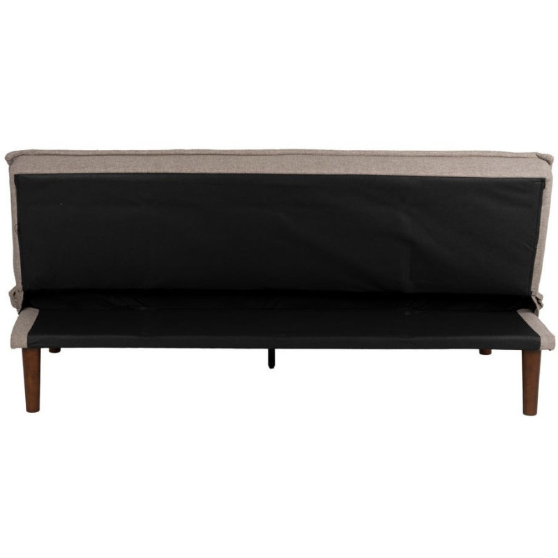 Grand Canapé moderne Convertible 3 places en Tissu chenille Beige Métal Noir Bois d'hévéa Marron Bois d'eucalyptus Bruno - 4