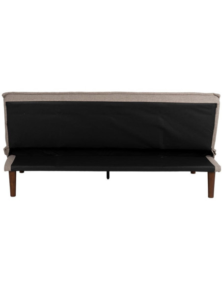 Grand Canapé moderne Convertible 3 places en Tissu chenille Beige Métal Noir Bois d'hévéa Marron Bois d'eucalyptus Bruno - 4