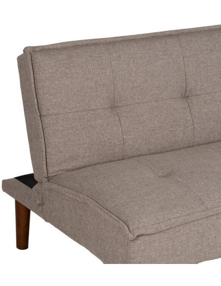 Grand Canapé moderne Convertible 3 places en Tissu chenille Beige Métal Noir Bois d'hévéa Marron Bois d'eucalyptus Bruno - 5