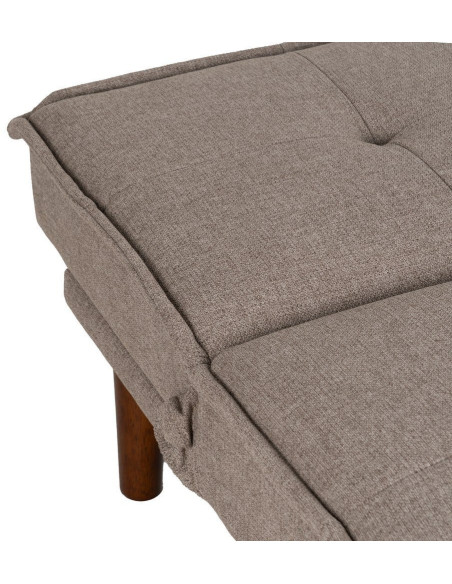 Grand Canapé moderne Convertible 3 places en Tissu chenille Beige Métal Noir Bois d'hévéa Marron Bois d'eucalyptus Bruno - 6