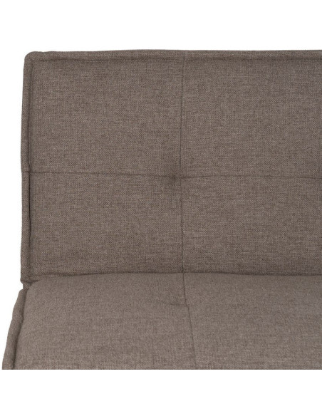 Grand Canapé moderne Convertible 3 places en Tissu chenille Beige Métal Noir Bois d'hévéa Marron Bois d'eucalyptus Bruno - 8