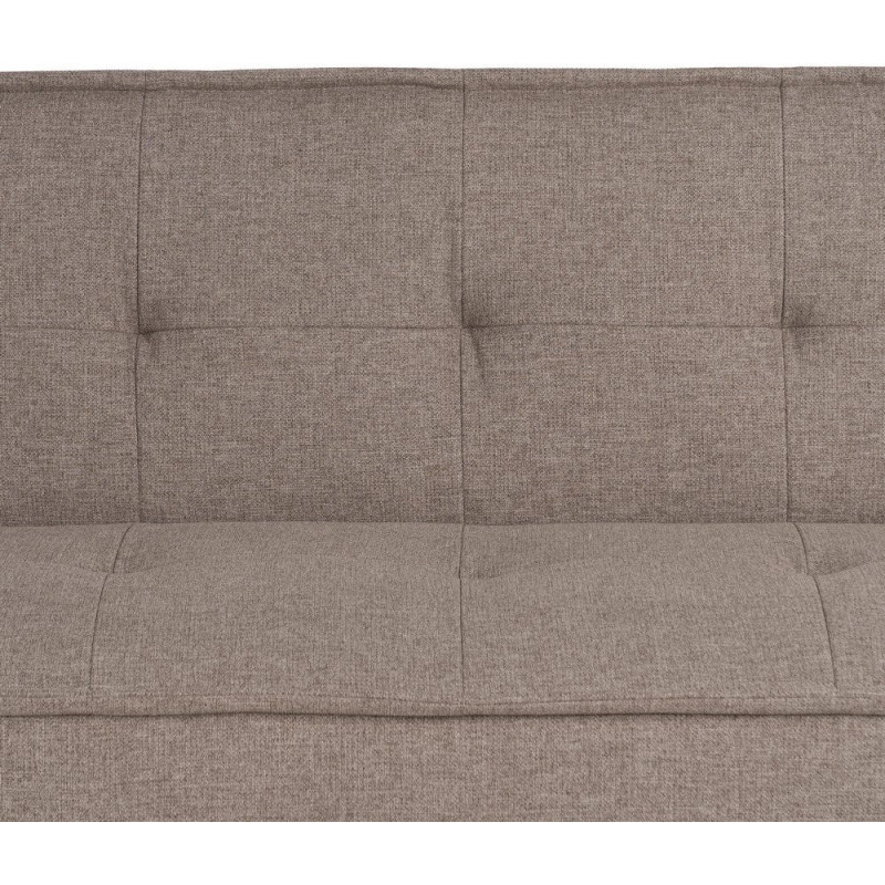 Grand Canapé moderne Convertible 3 places en Tissu chenille Beige Métal Noir Bois d'hévéa Marron Bois d'eucalyptus Bruno - 11