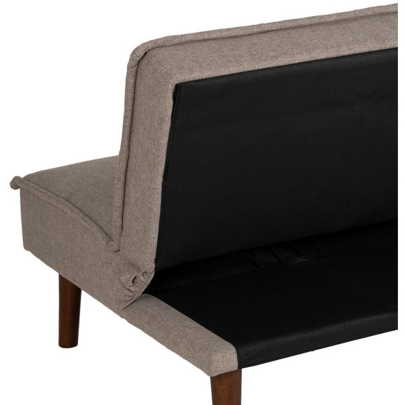 Grand Canapé moderne Convertible 3 places en Tissu chenille Beige Métal Noir Bois d'hévéa Marron Bois d'eucalyptus Bruno - 12