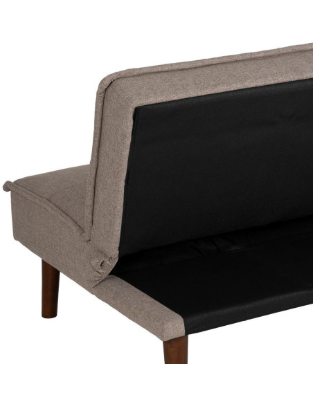 Grand Canapé moderne Convertible 3 places en Tissu chenille Beige Métal Noir Bois d'hévéa Marron Bois d'eucalyptus Bruno - 12