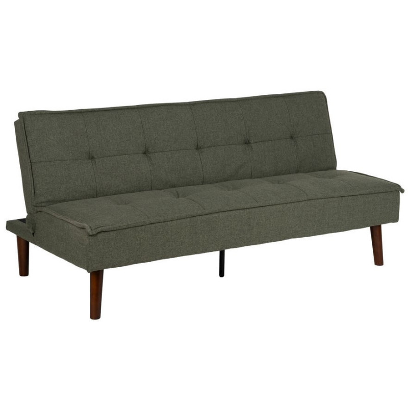 Grand Canapé moderne Convertible 3 places en Tissu chenille Vert Métal Noir Bois d'hévéa Marron Bois d'eucalyptus Bruno - 1