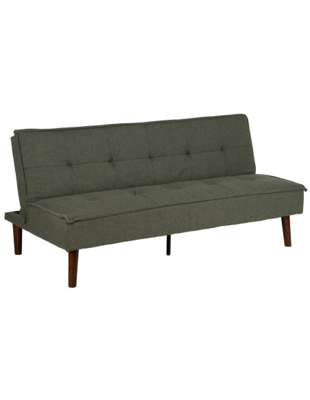 Grand Canapé moderne Convertible 3 places en Tissu chenille Vert Métal Noir Bois d'hévéa Marron Bois d'eucalyptus Bruno - 1