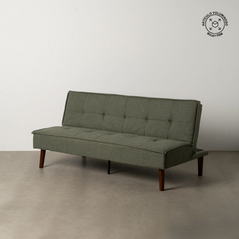 Grand Canapé moderne Convertible 3 places en Tissu chenille Vert Métal Noir Bois d'hévéa Marron Bois d'eucalyptus Bruno - 15