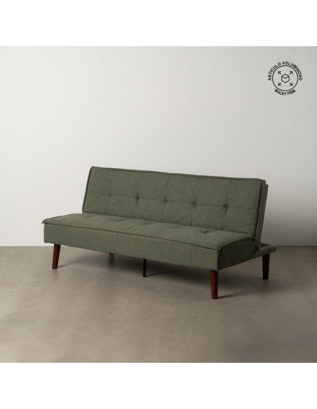 Grand Canapé moderne Convertible 3 places en Tissu chenille Vert Métal Noir Bois d'hévéa Marron Bois d'eucalyptus Bruno - 15