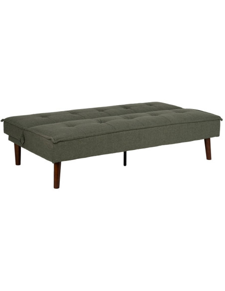 Grand Canapé moderne Convertible 3 places en Tissu chenille Vert Métal Noir Bois d'hévéa Marron Bois d'eucalyptus Bruno - 2