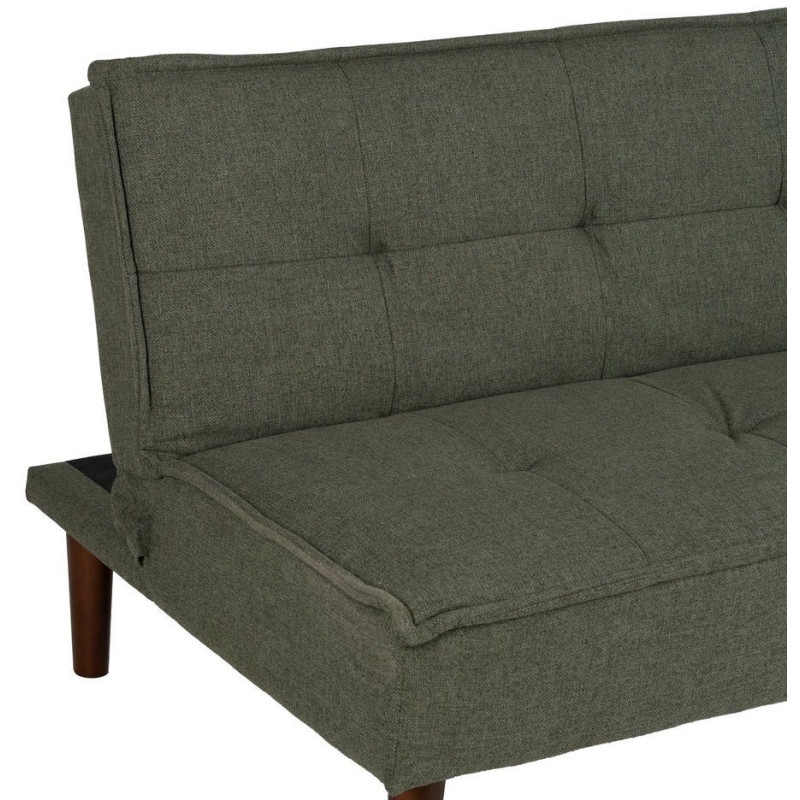 Grand Canapé moderne Convertible 3 places en Tissu chenille Vert Métal Noir Bois d'hévéa Marron Bois d'eucalyptus Bruno - 5