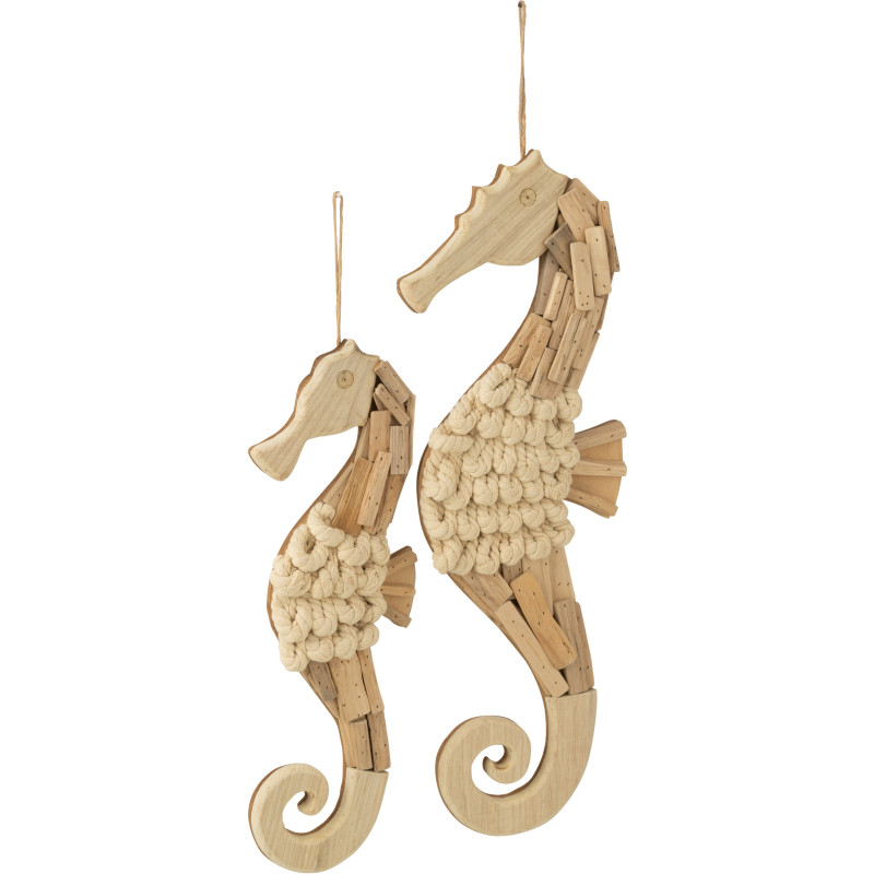 Décoration à suspendre XL Hippocampe Hauteur 60 cm en Bois Naturel Sisely J-Line - 2