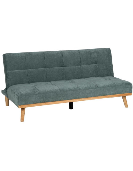 Grand Canapé moderne Convertible 3 places en Tissu chenille Vert Métal Noir Bois d'hévéa Naturel Bois d'eucalyptus Samuel - 1