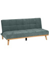 Grand Canapé moderne Convertible 3 places en Tissu chenille Vert Métal Noir Bois d'hévéa Naturel Bois d'eucalyptus Samuel Ixia -