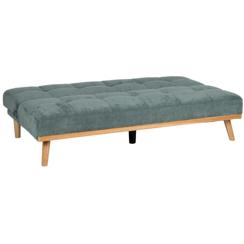 Grand Canapé moderne Convertible 3 places en Tissu chenille Vert Métal Noir Bois d'hévéa Naturel Bois d'eucalyptus Samuel - 2