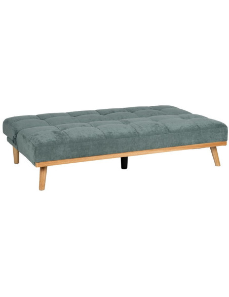 Grand Canapé moderne Convertible 3 places en Tissu chenille Vert Métal Noir Bois d'hévéa Naturel Bois d'eucalyptus Samuel - 2