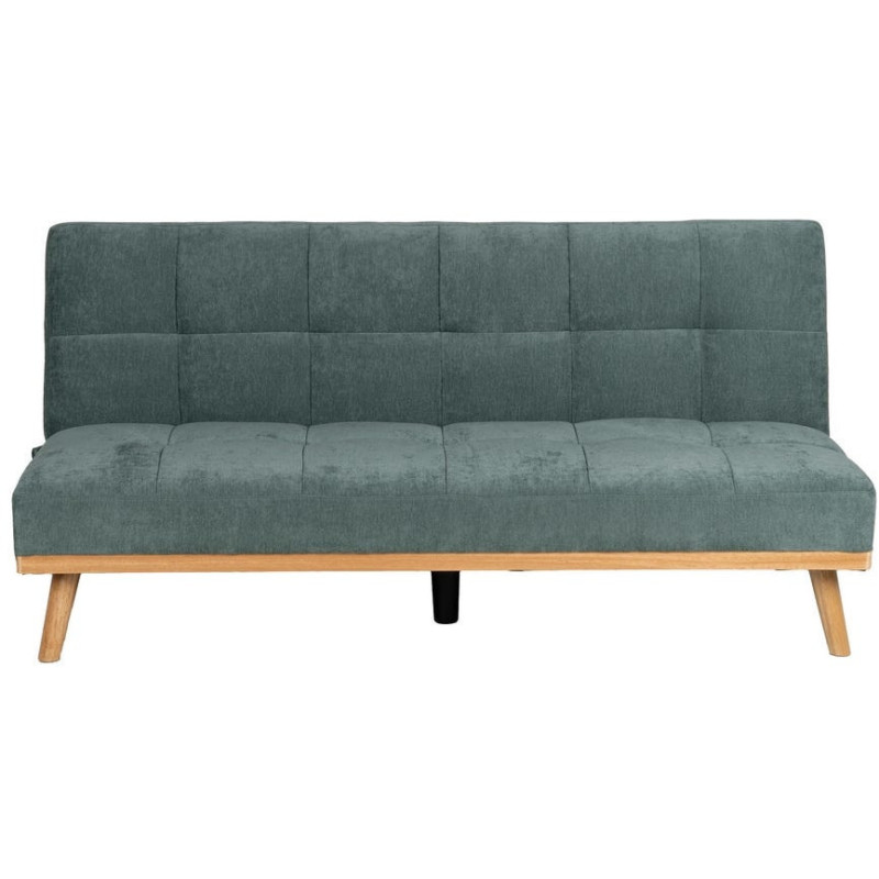 Grand Canapé moderne Convertible 3 places en Tissu chenille Vert Métal Noir Bois d'hévéa Naturel Bois d'eucalyptus Samuel - 3