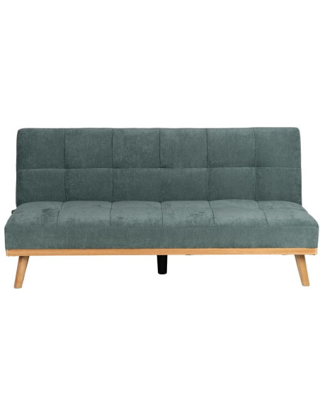 Grand Canapé moderne Convertible 3 places en Tissu chenille Vert Métal Noir Bois d'hévéa Naturel Bois d'eucalyptus Samuel - 3