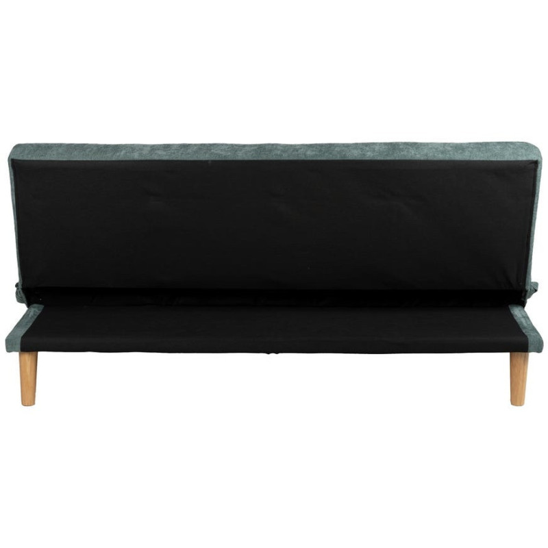 Grand Canapé moderne Convertible 3 places en Tissu chenille Vert Métal Noir Bois d'hévéa Naturel Bois d'eucalyptus Samuel - 4