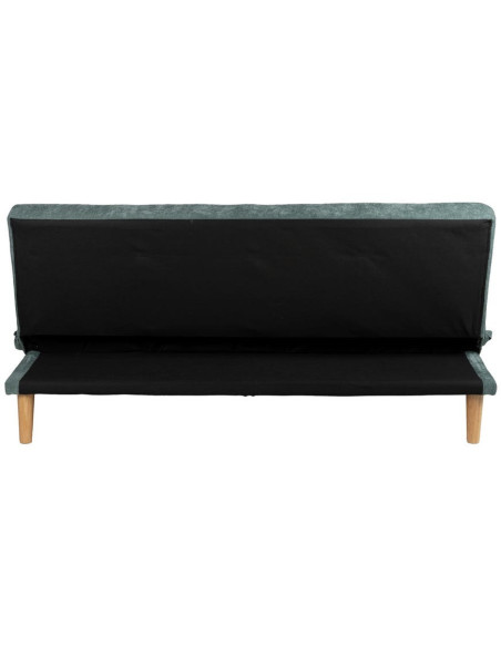 Grand Canapé moderne Convertible 3 places en Tissu chenille Vert Métal Noir Bois d'hévéa Naturel Bois d'eucalyptus Samuel - 4