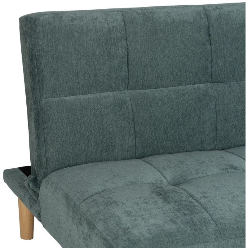 Grand Canapé moderne Convertible 3 places en Tissu chenille Vert Métal Noir Bois d'hévéa Naturel Bois d'eucalyptus Samuel - 5