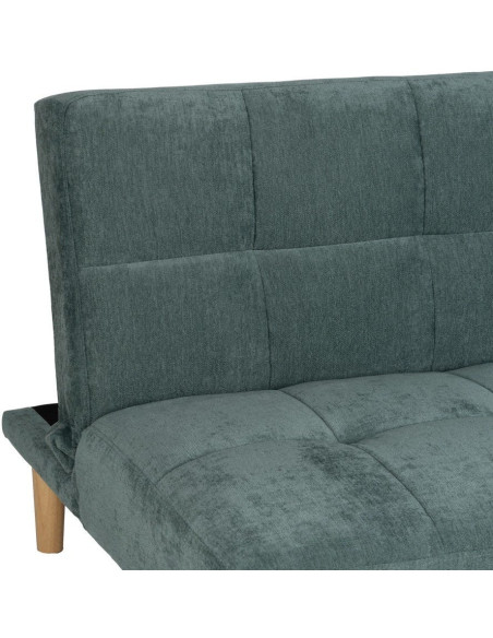 Grand Canapé moderne Convertible 3 places en Tissu chenille Vert Métal Noir Bois d'hévéa Naturel Bois d'eucalyptus Samuel - 5