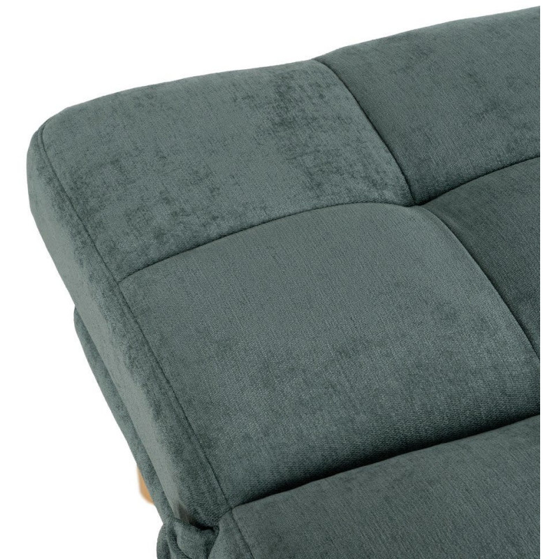 Grand Canapé moderne Convertible 3 places en Tissu chenille Vert Métal Noir Bois d'hévéa Naturel Bois d'eucalyptus Samuel - 6