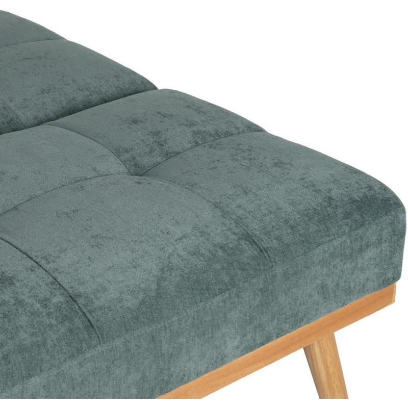 Grand Canapé moderne Convertible 3 places en Tissu chenille Vert Métal Noir Bois d'hévéa Naturel Bois d'eucalyptus Samuel - 7