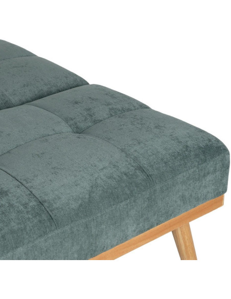 Grand Canapé moderne Convertible 3 places en Tissu chenille Vert Métal Noir Bois d'hévéa Naturel Bois d'eucalyptus Samuel - 7
